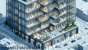 راهنمای جامع انتخاب آسانسور ساختمانهای چند منظوره (مسکونی + تجاری + اداری) 1 تحلیل ترافیک و نوع کاربری ساختمان